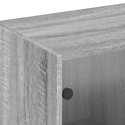 Kirjahylly ovilla harmaa Sonoma 204x37x75 cm tekninen puu