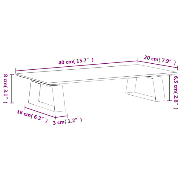 Näyttöteline musta 40x20x8 cm karkaistu lasi ja metalli