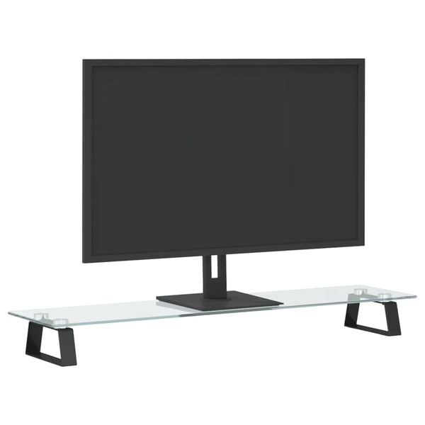 Näyttöteline musta 80x20x8 cm karkaistu lasi ja metalli