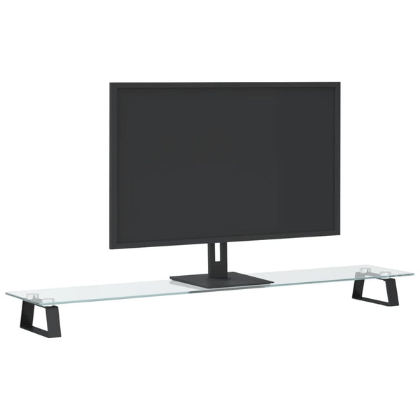 Näyttöteline musta 100x20x8 cm karkaistu lasi ja metalli