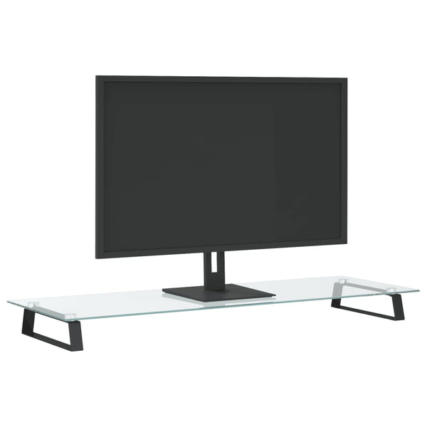 Näyttöteline musta 100x35x8 cm karkaistu lasi ja metalli
