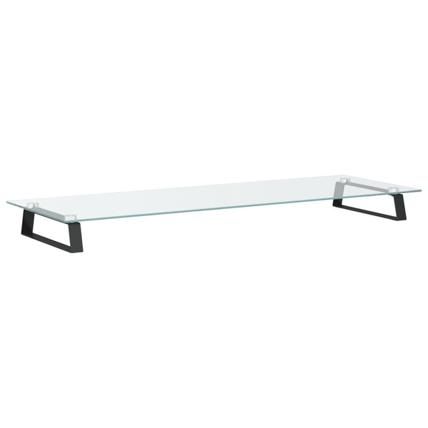 Näyttöteline musta 100x35x8 cm karkaistu lasi ja metalli