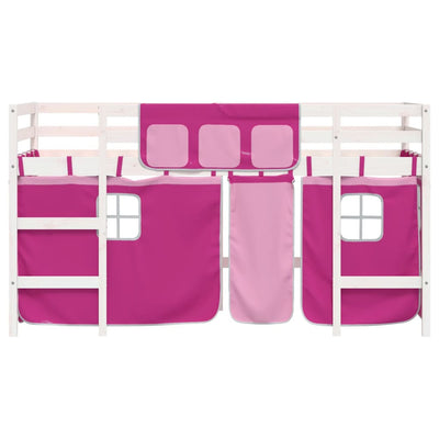 Lasten parvisänky verhoilla pinkki 80x200 cm täysi mänty