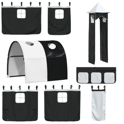 Mustavalkoinen parvisängyn verhot, tunneli ja torni Walker (polyesteri)