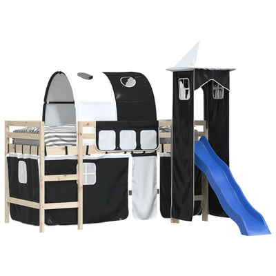 Mustavalkoinen parvisängyn verhot, tunneli ja torni Walker (polyesteri)