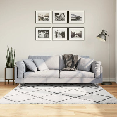 Pörrömatto PAMPLONA korkeanukka moderni kerma/musta 160x160 cm