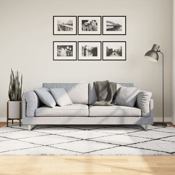 Pörrömatto PAMPLONA korkeanukka moderni kerma/musta 160x230 cm