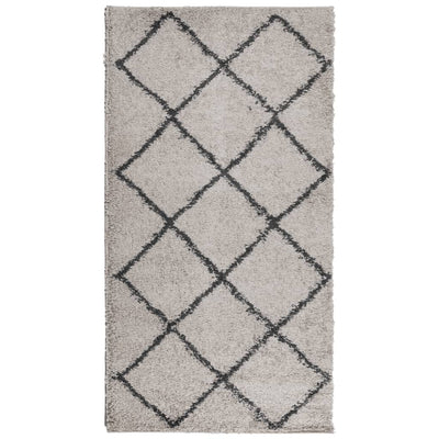 Pörrömatto PAMPLONA korkeanukka moderni beige/antras. 80x150 cm