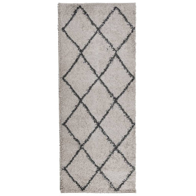 Pörrömatto PAMPLONA korkeanukka moderni beige/antras. 80x200 cm