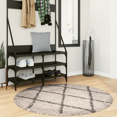 Pörrömatto PAMPLONA korkeanukka moderni beige/antras. Ø 120 cm