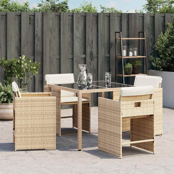 Puutarhatuolit tyynyillä 4 kpl beige polyrottinki