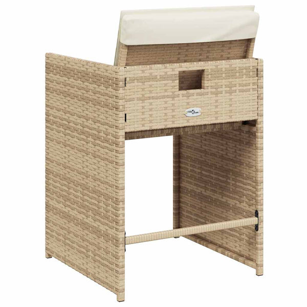 Puutarhatuolit tyynyillä 4 kpl beige polyrottinki