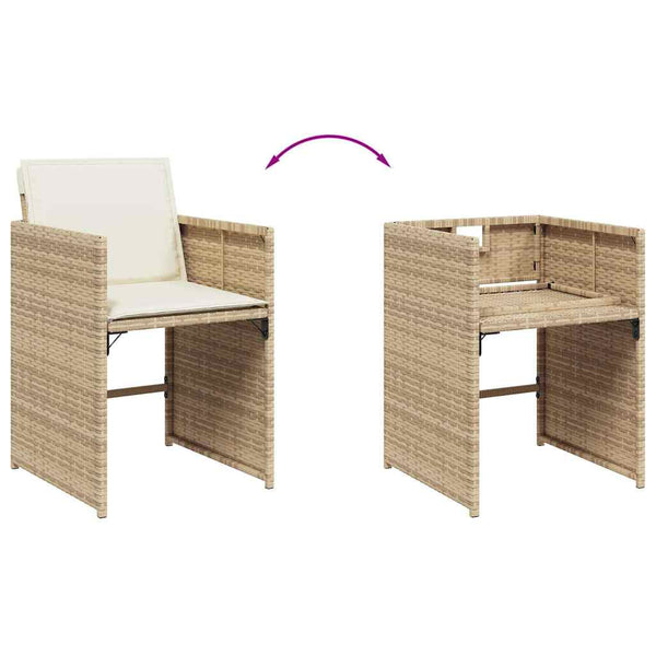 Puutarhatuolit tyynyillä 4 kpl beige polyrottinki