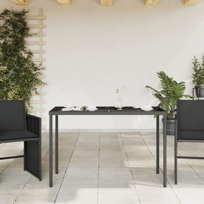 Musta puutarhapöytä lasipöytälevy Marghiolisa 115x54x74cm (polyrottinki)