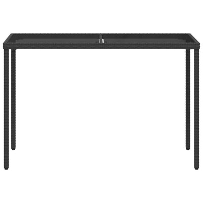 Puutarhapöytä lasipöytälevy musta 115x54x74 cm polyrottinki