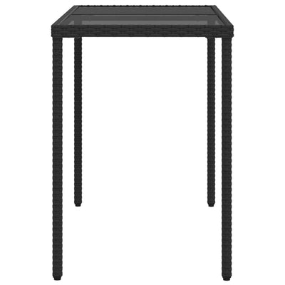 Puutarhapöytä lasipöytälevy musta 115x54x74 cm polyrottinki