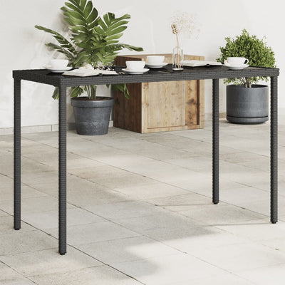 Musta puutarhapöytä lasipöytälevy Marghiolisa 115x54x74cm (polyrottinki)