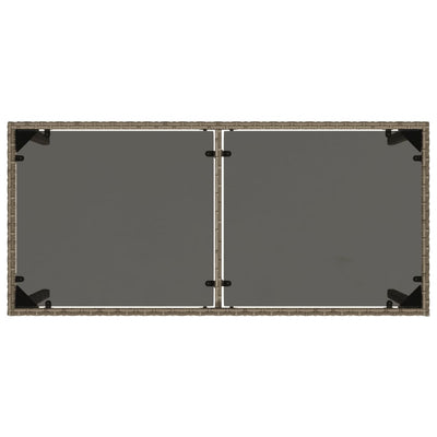 Puutarhapöytä lasipöytälevy harmaa 115x54x74 cm polyrottinki