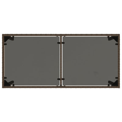 Puutarhapöytä lasipöytälevy ruskea 115x54x74 cm polyrottinki