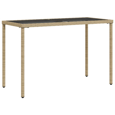 Puutarhapöytä lasipöytälevy beige 115x54x74 cm polyrottinki