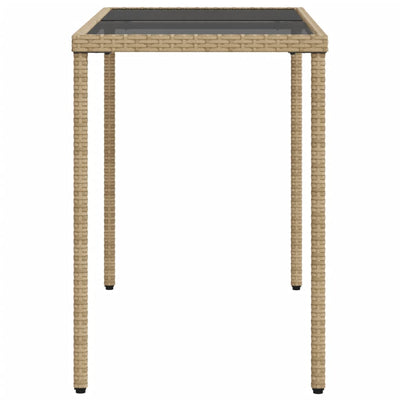 Puutarhapöytä lasipöytälevy beige 115x54x74 cm polyrottinki