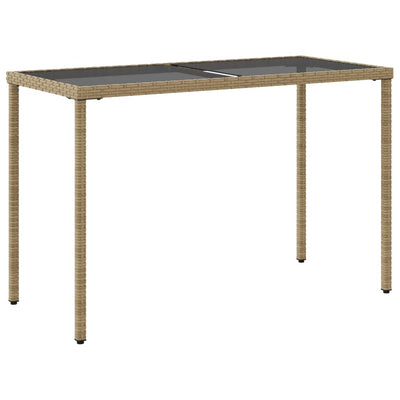 Puutarhapöytä lasipöytälevy beige 115x54x74 cm polyrottinki