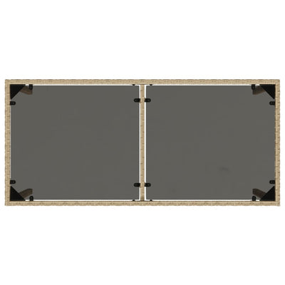 Beige puutarhapöytä Marghiolisa 115x54x74cm (lasipöytälevy polyrottinki)