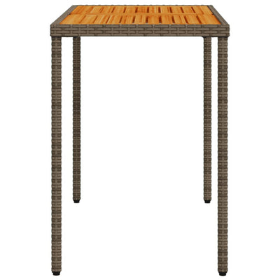 Puutarhapöytä akasia pöytälevy harmaa 115x54x74 cm polyrottinki