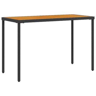 Puutarhapöytä puinen pöytälevy musta 115x54x74 cm polyrottinki