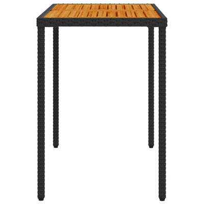 Puutarhapöytä puinen pöytälevy musta 115x54x74 cm polyrottinki