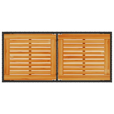 Puutarhapöytä puinen pöytälevy musta 115x54x74 cm polyrottinki