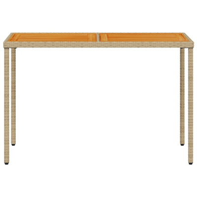 Puutarhapöytä puinen pöytälevy beige 115x54x74 cm polyrottinki