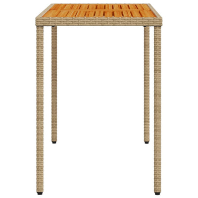 Puutarhapöytä puinen pöytälevy beige 115x54x74 cm polyrottinki