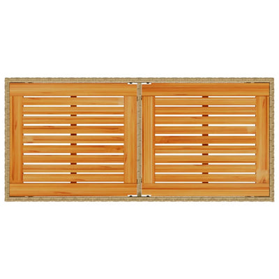 Puutarhapöytä puinen pöytälevy beige 115x54x74 cm polyrottinki