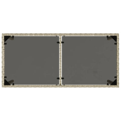 Harmaa puutarhapöytä lasipöytälevy Marghiolisa 115x54x74cm (polyrottinki)