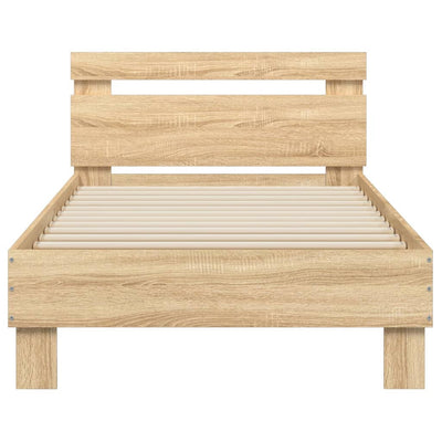 Sonoma-tammi sängynrunko päädyllä Ancara 90x200cm (puinen)