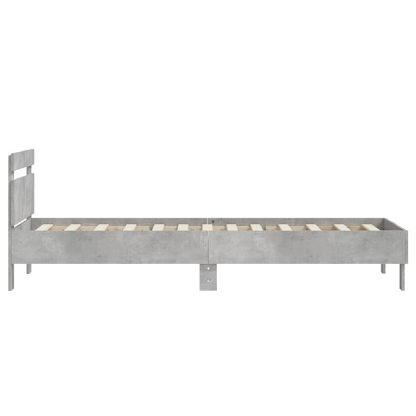 Sängynrunko päädyllä betoninharmaa 90x200 cm tekninen puu