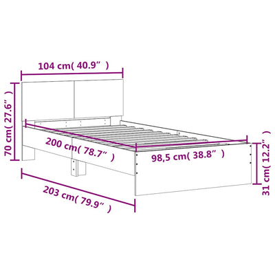 Sonoma-tammi sängynrunko päädyllä Dariu 100x200cm (puinen)