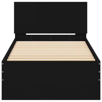 Musta sängynrunko päädyllä Dariu 90x200cm (puinen)
