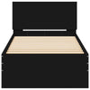 Musta sängynrunko päädyllä Dariu 75x190cm (puinen)