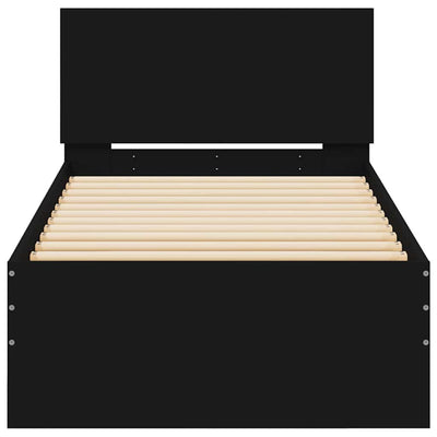 Musta sängynrunko päädyllä Dariu 75x190cm (puinen)