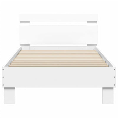 Valkoinen sängynrunko päädyllä ja led-valoilla Aura 75x190cm