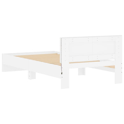 Valkoinen sängynrunko päädyllä ja led-valoilla Galasel 100x200cm