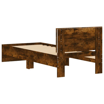 Savutammi sängynrunko päädyllä ja led-valoilla Galasel 75x190cm