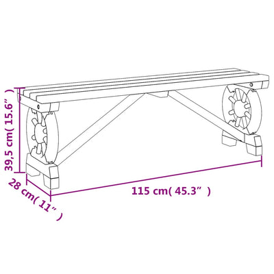 Puutarhapenkki 115 cm täysi kuusi