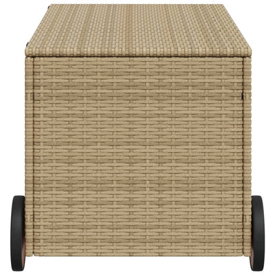 Puutarhan säilytyslaatikko pyörillä beige 190 l polyrottinki