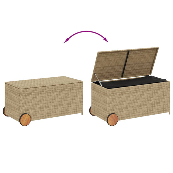 Beige puutarhan säilytyslaatikko Dulcineia 190 l (pyörillä polyrottinki)