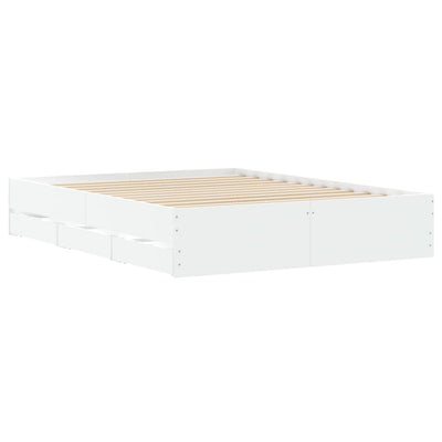 Valkoinen sängynrunko laatikoilla Reo 140x200cm (puinen)
