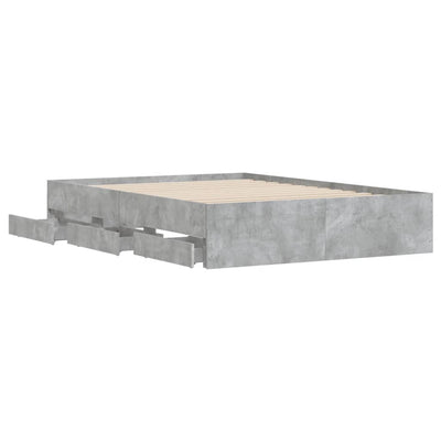 Sängynrunko laatikoilla betoninharmaa 120x200 cm tekninen puu
