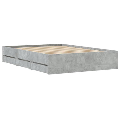 Sängynrunko laatikoilla betoninharmaa 120x200 cm tekninen puu